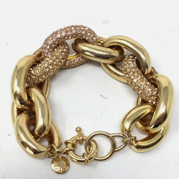 Signed J. Crew Bracelet Amber Pink Rhinestone - Picture 6 of 7